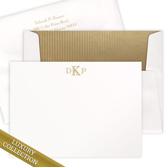 Luxury Monogram Flat Note Card Collection - Raised Ink
